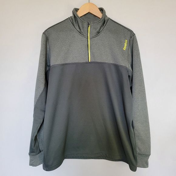 Reebok Playwarm Men's Large 1/4 Zip Lightweight Sweatshirt Pullover Gray Green - Picture 5 of 16